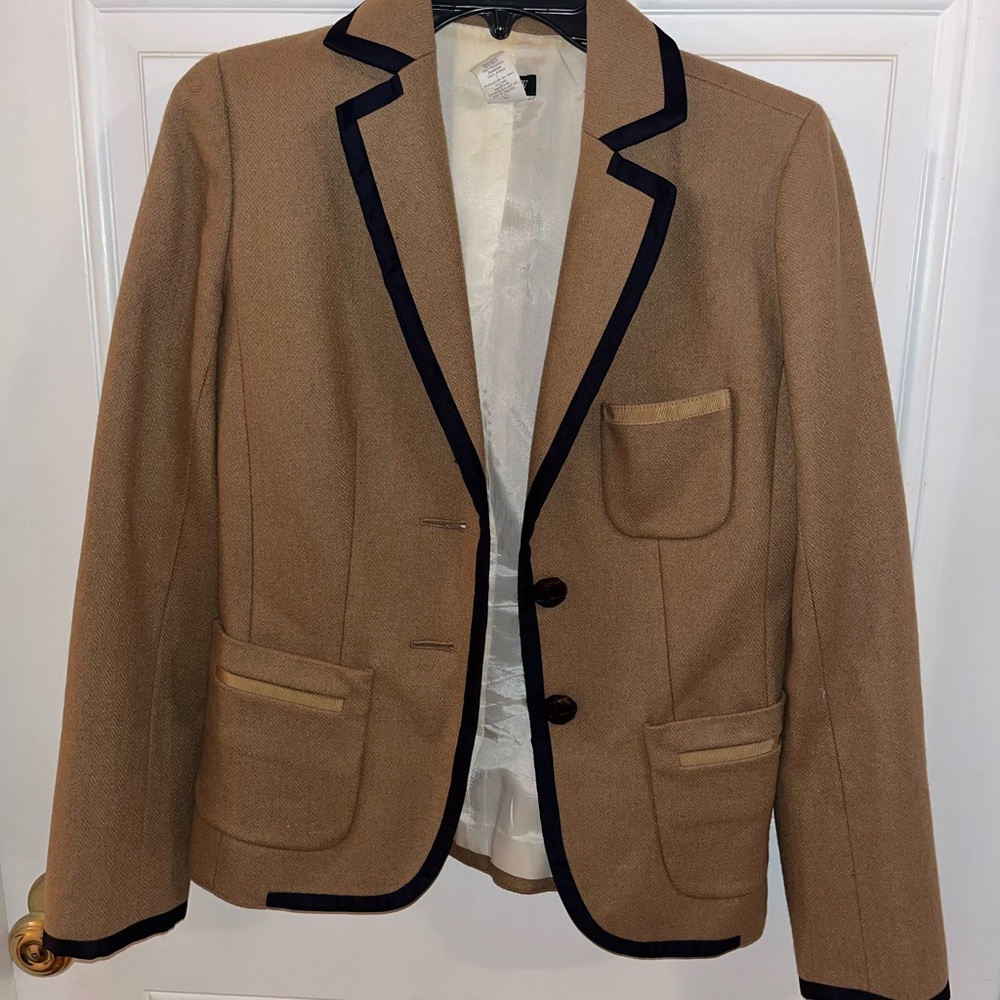 J. Crew Camel Blazer with Black Accents